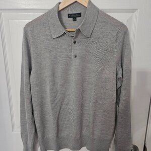 Ultimate Light Grey Merino Wool Polo Sweater